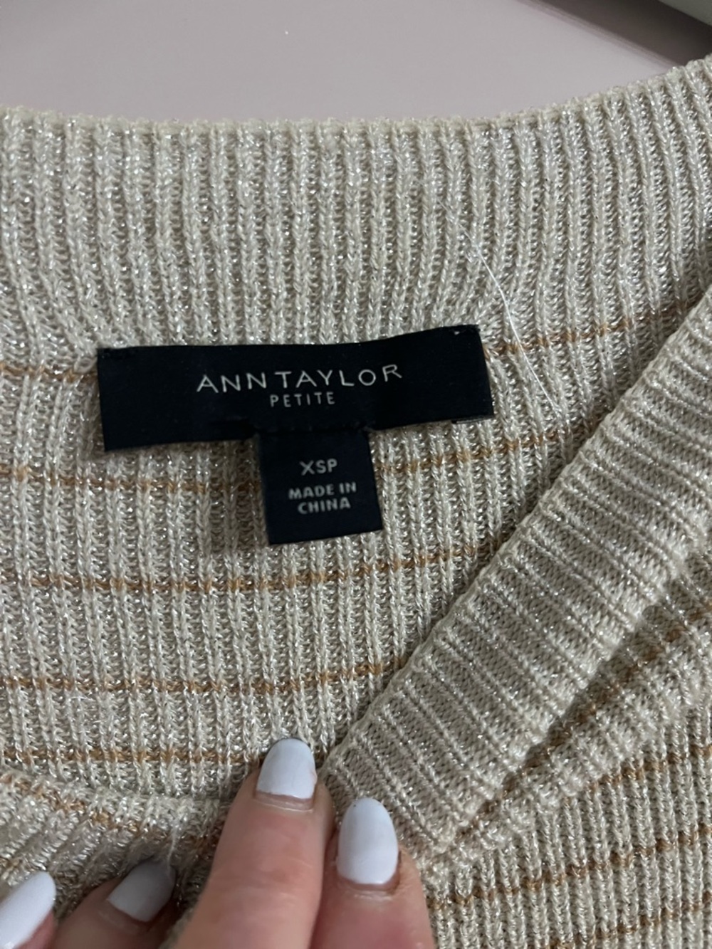 Ann Taylor Ombre Long-Sleeve Knit Dress in Beige and Blue - Picture 2 of 6